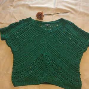 EXPRESS short sleeve emerald green sweater